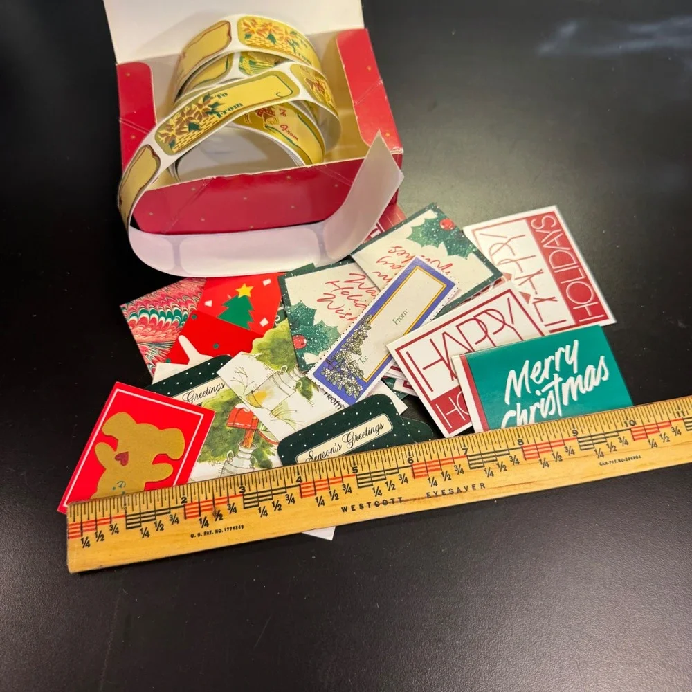 Vintage Christmas Gift Tags Labels Lot Red‎ Green Gold Retro Holiday Ephemera